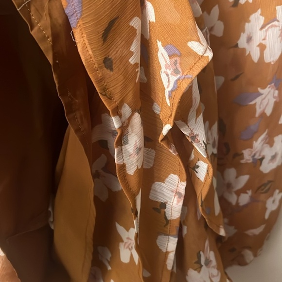 Dollhouse Brown and Orange Smocked Tiered Mini short Dress - Picture 6 of 7